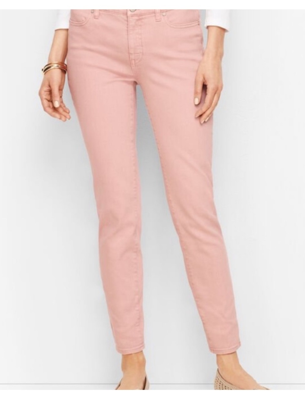 Talbots Flawless Slim Ankle Jeans in Dusty Blush Pink sz 12 Garment Dyed Cotton